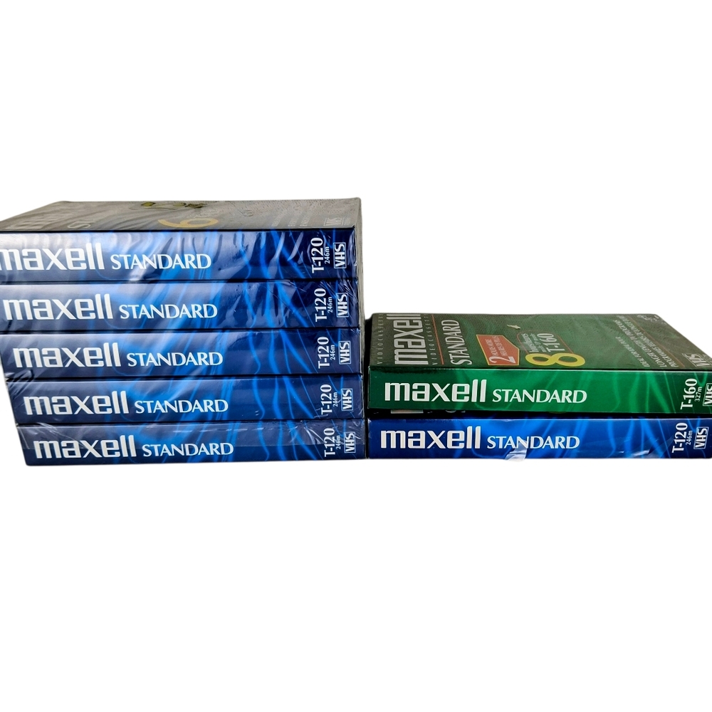 VHS Maxell Video Tape Cassette Standard 6 Hours EP Mode T-120/246m Pack Record